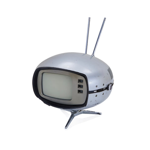 Round Silver Space Age Panasonic Portable Television