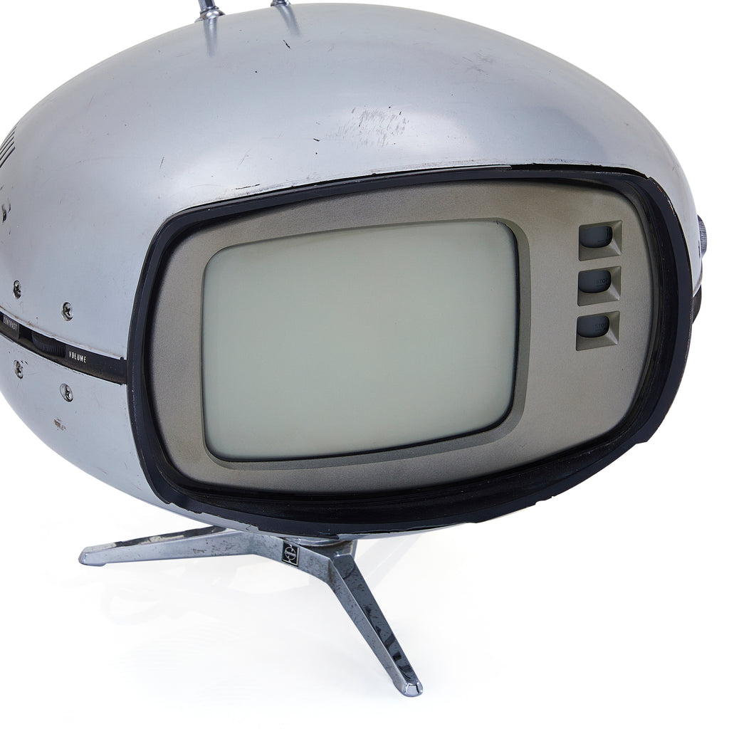 Round Silver Space Age Panasonic Portable Television