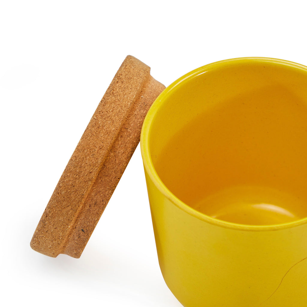 Yellow Plastic Pot with Cork Lid Small (A+D)