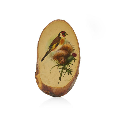 1002 (A+D) Wood Perched Sparrow Log Art