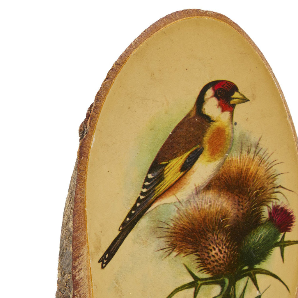 1002 (A+D) Wood Perched Sparrow Log Art
