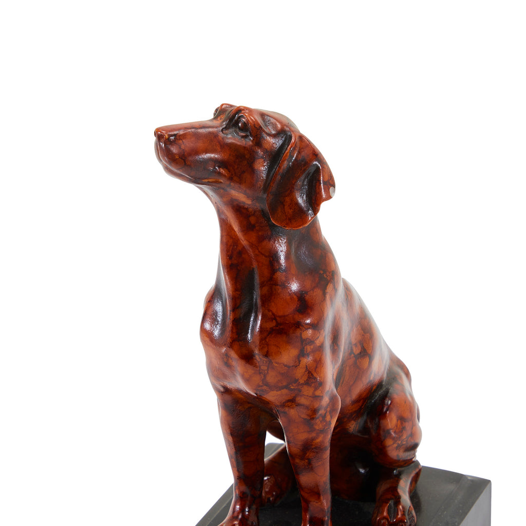 Red Marble Right Facing Dog Sculpture
