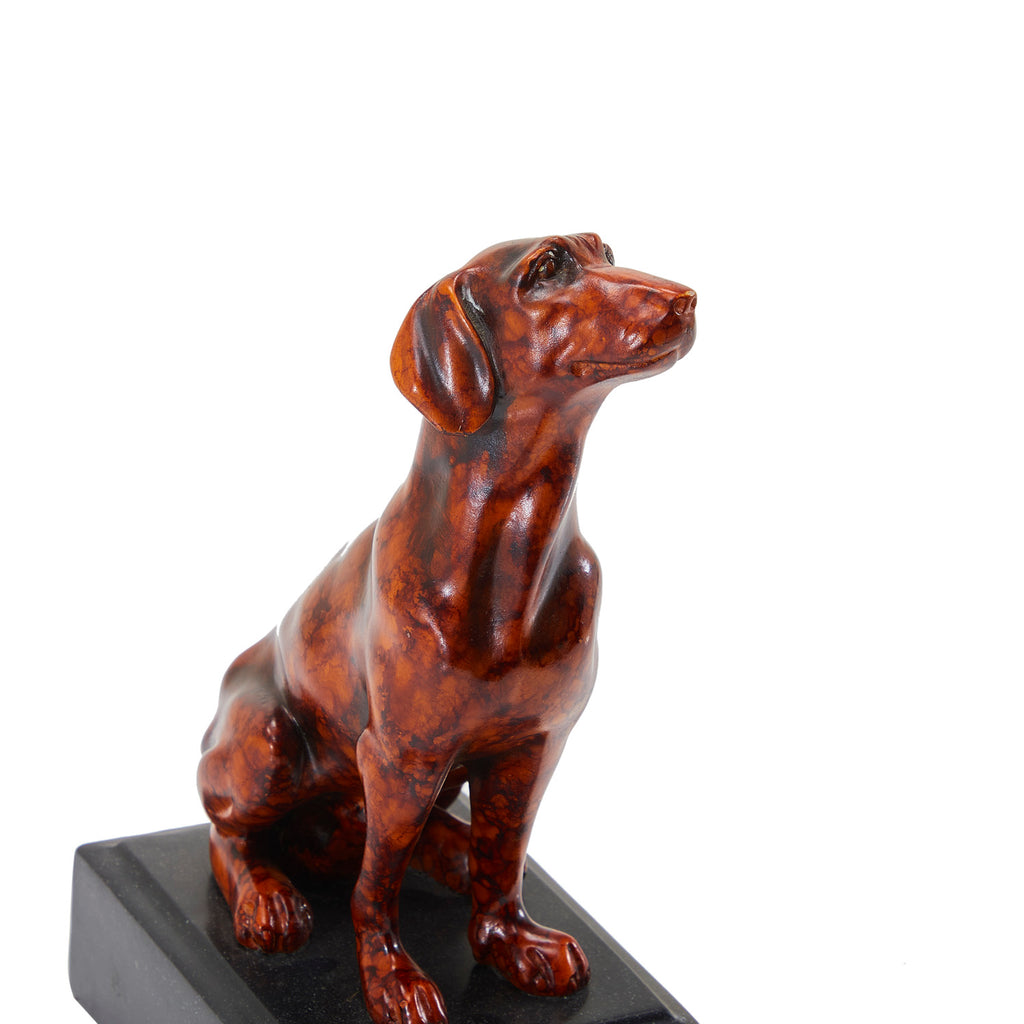 Red Marble Left Facing Dog Sculpture