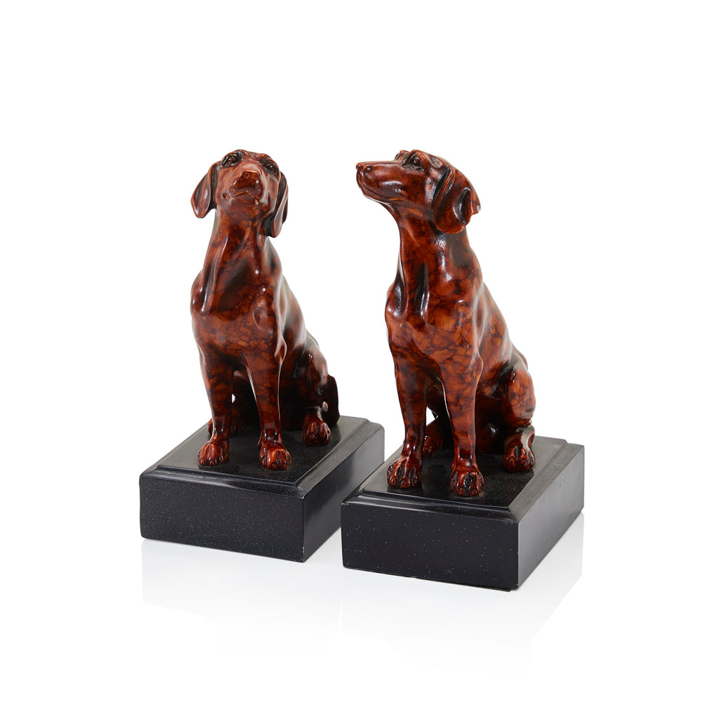 Red Marble Right Facing Dog Sculpture