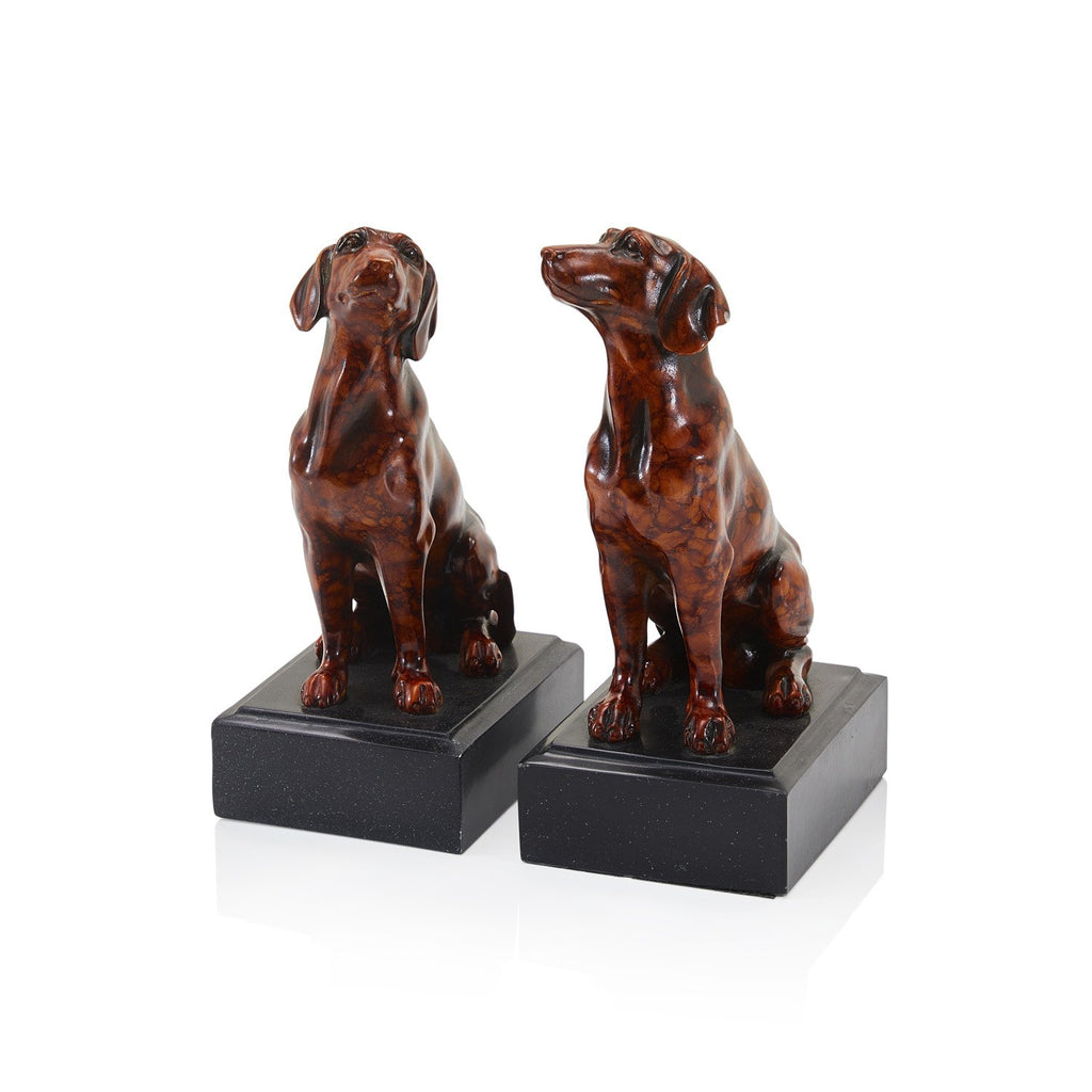 Red Marble Left Facing Dog Sculpture