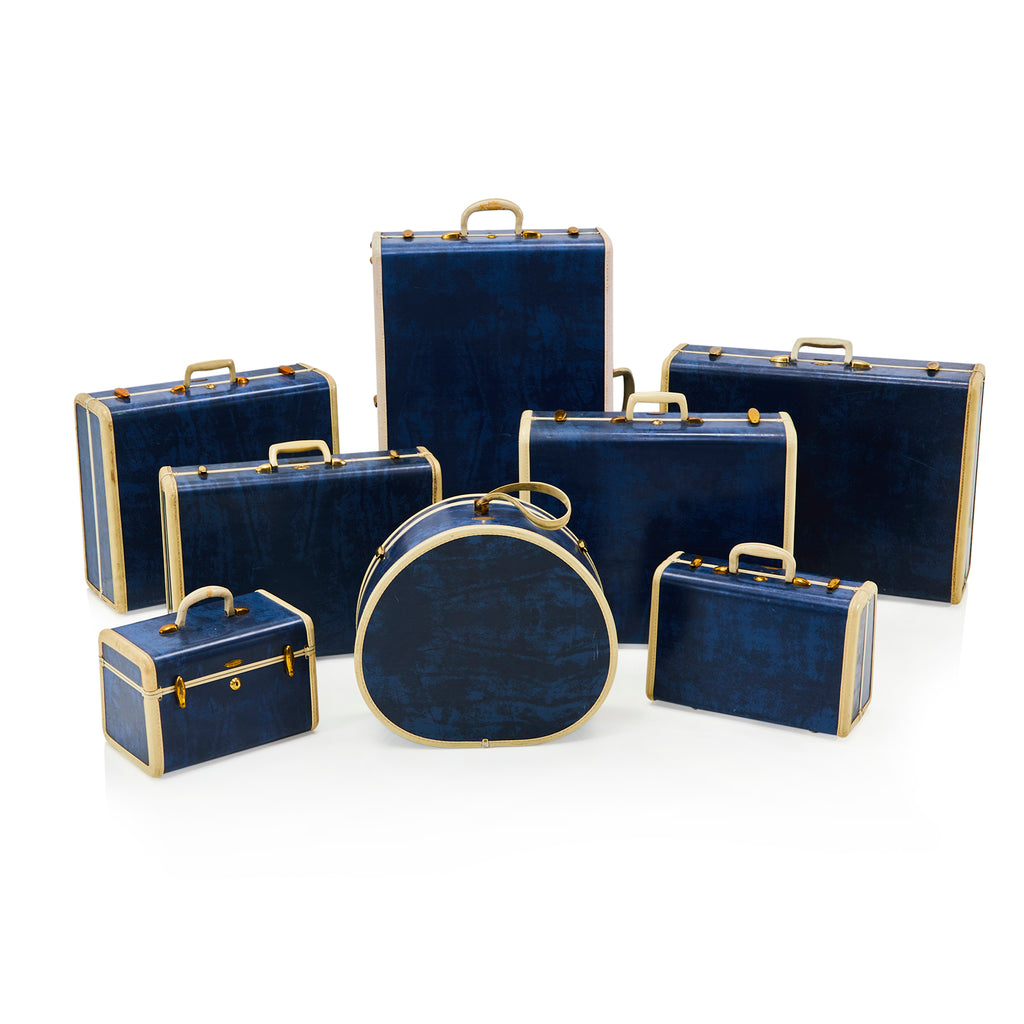 Blue & White Samsonite Round Suitcase