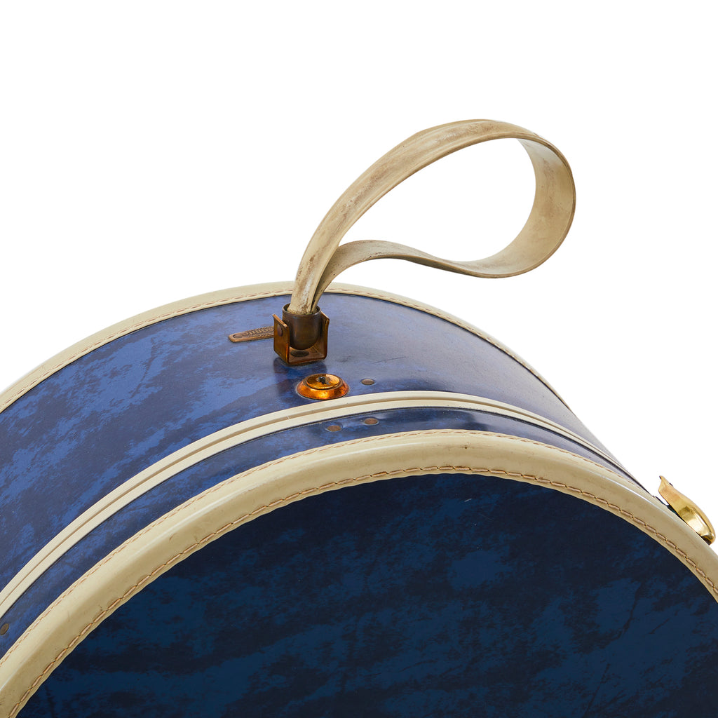 Blue & White Samsonite Round Suitcase