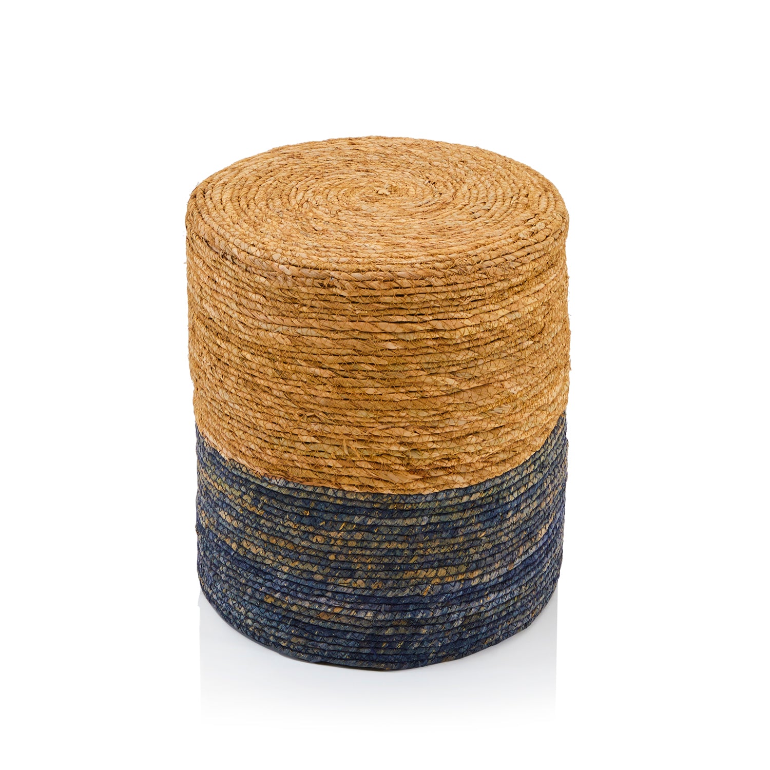 Curated visual reference: Fresh Look at Tan Blue Woven Natural Fiber Ottoman