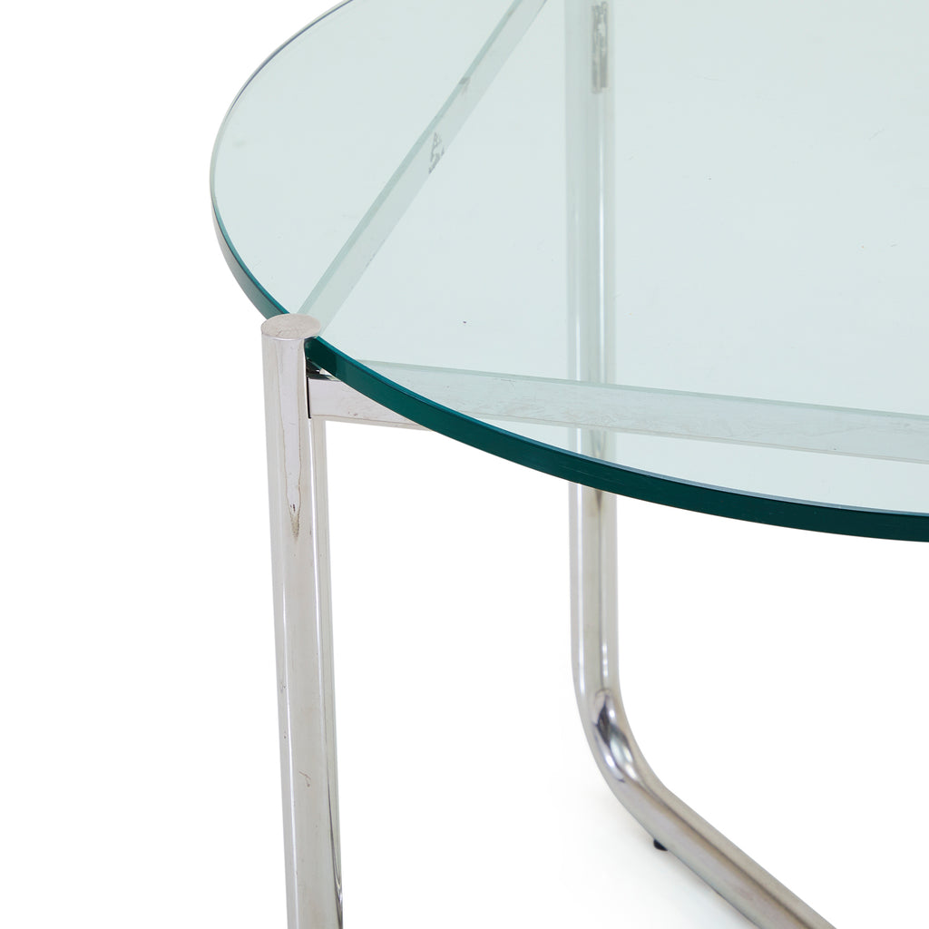 Round Glass and Chrome X Coffee Table