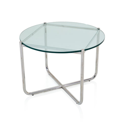 Round Glass and Chrome X Coffee Table