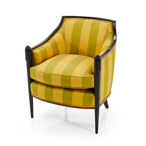 Yellow & Green Striped Regency Arm Chair