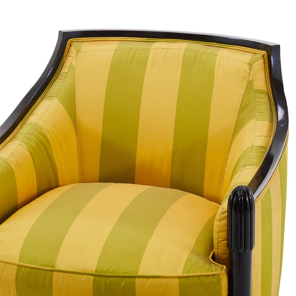 Yellow & Green Striped Regency Arm Chair