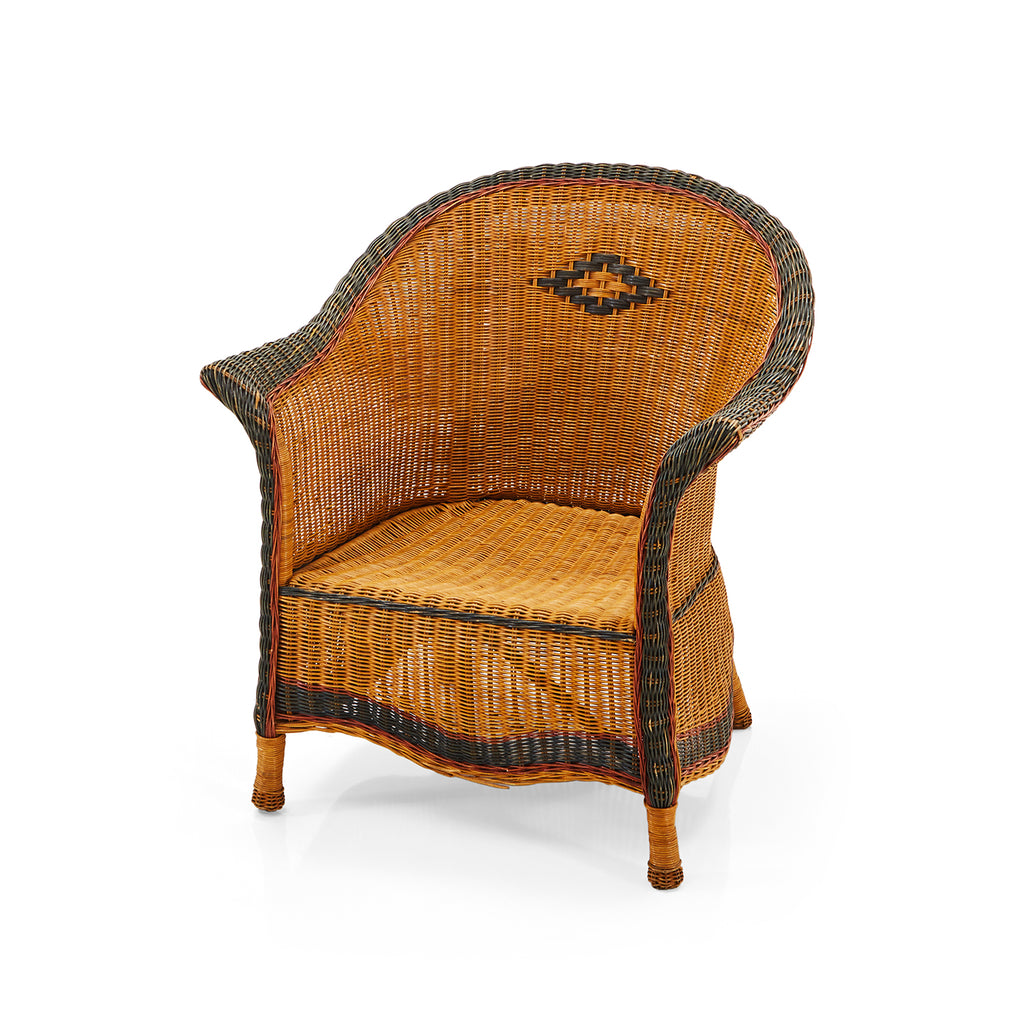Wicker Outdoor Armchair with Olive Trim