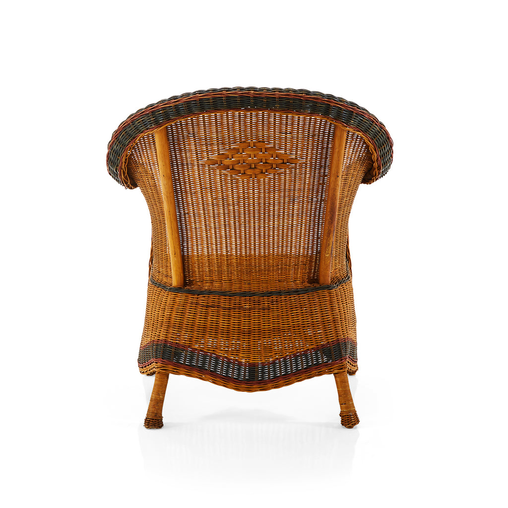 Wicker Outdoor Armchair with Olive Trim