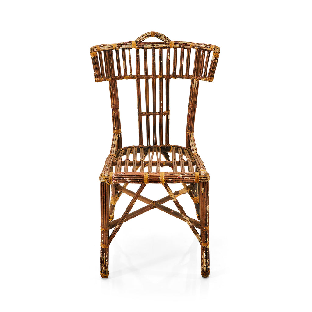 Rustic Wicker Chair with T-Shaped Back