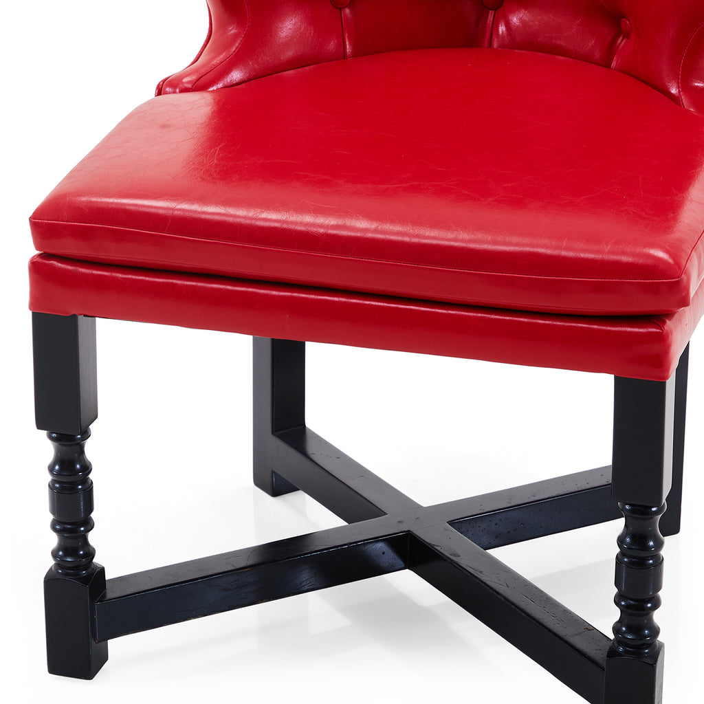 Red Leather Tufted Cocktail Lounge Chair