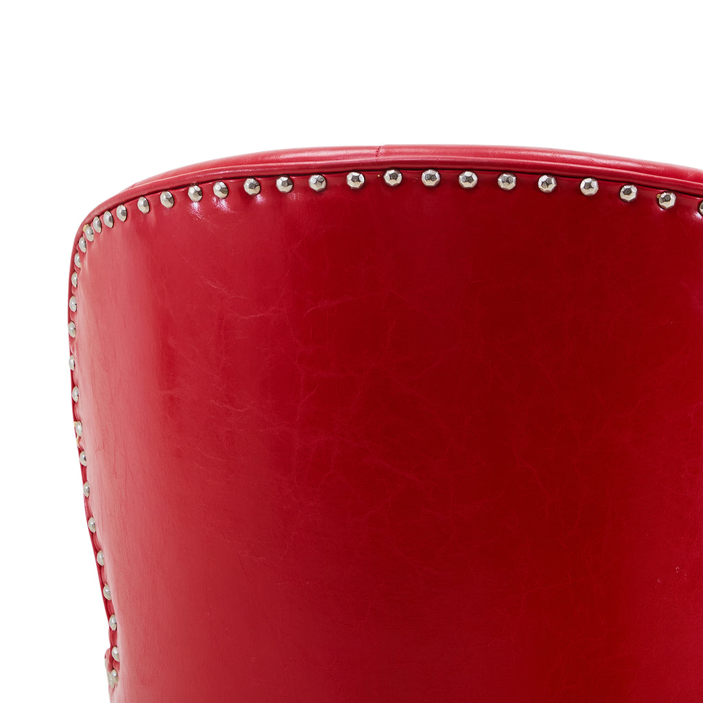 Red Leather Tufted Cocktail Lounge Chair