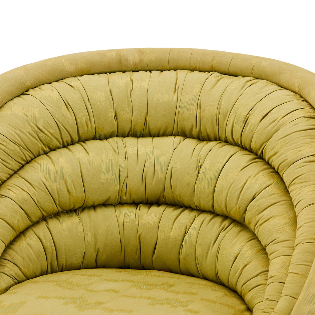 Green Olive Gathered Satin Lounge Chair