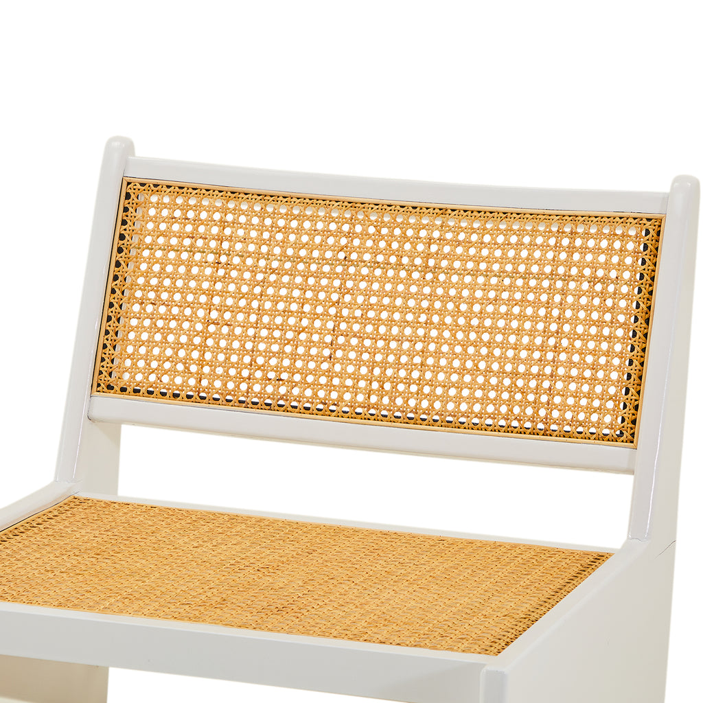 White & Cane Kangaroo Low Slanted Modern Lounge Chair