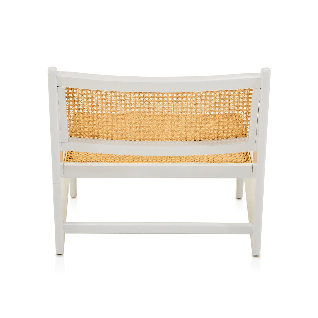 White & Cane Kangaroo Low Slanted Modern Lounge Chair