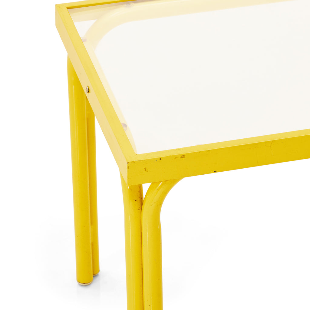 Yellow Metal & Glass Side Table