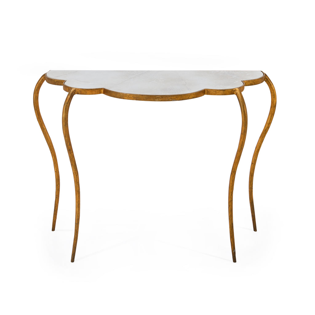 Gold & White Marble Top Elegant Console Table