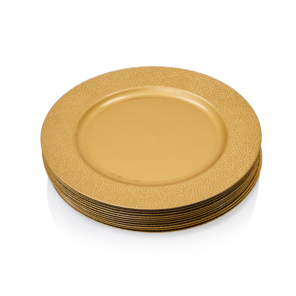 Gold Dinner Plate with Scaled Rim