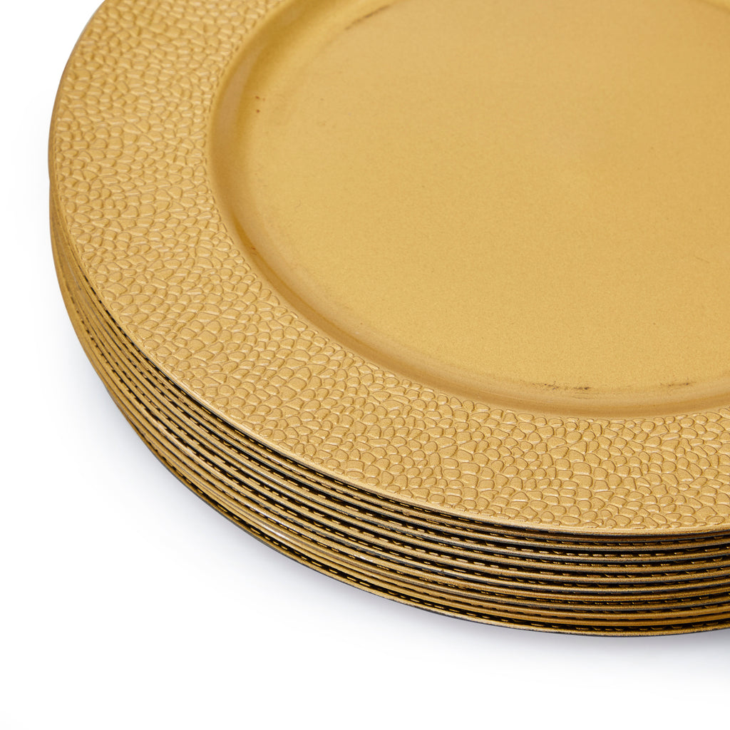 Gold Dinner Plate with Scaled Rim