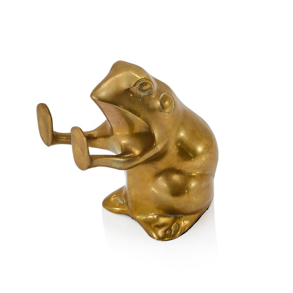 Gold Frog Statue Bookend