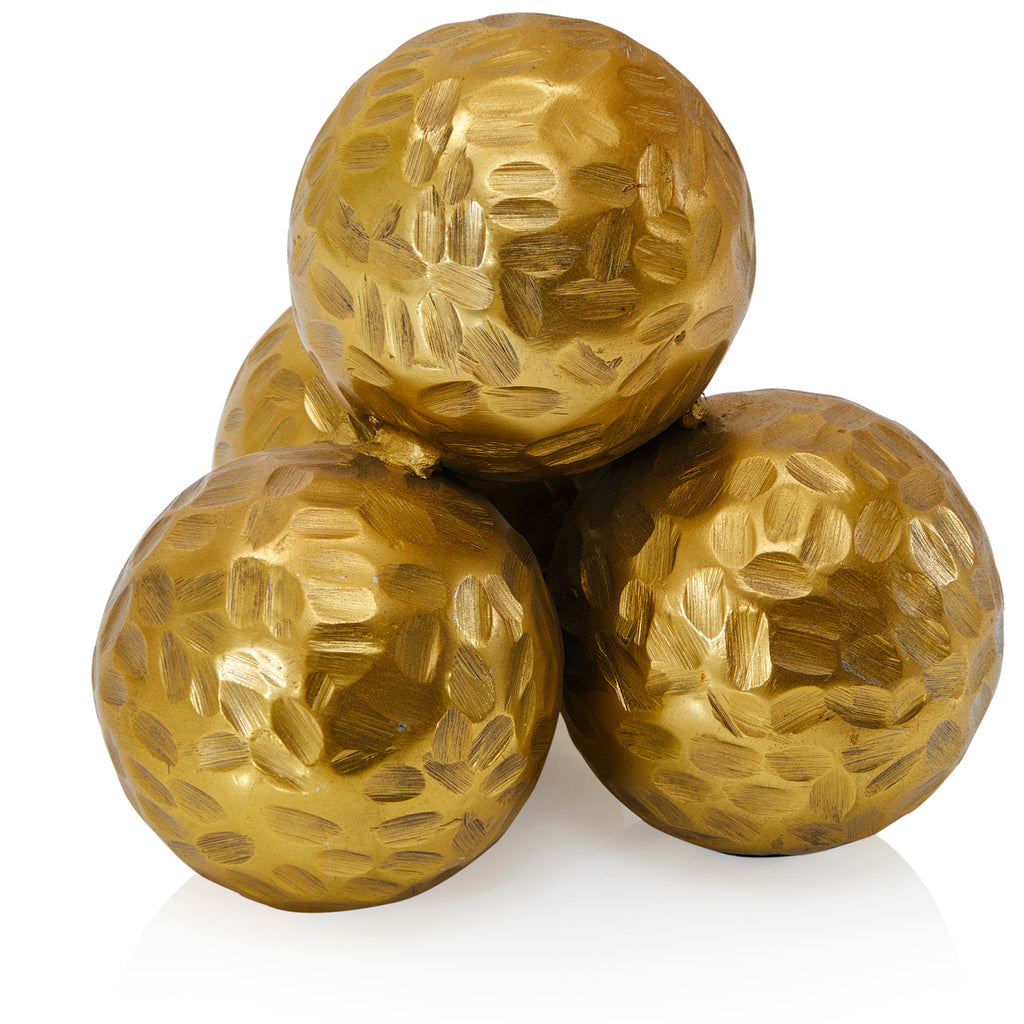 Gold Stack of Four Textured Spheres