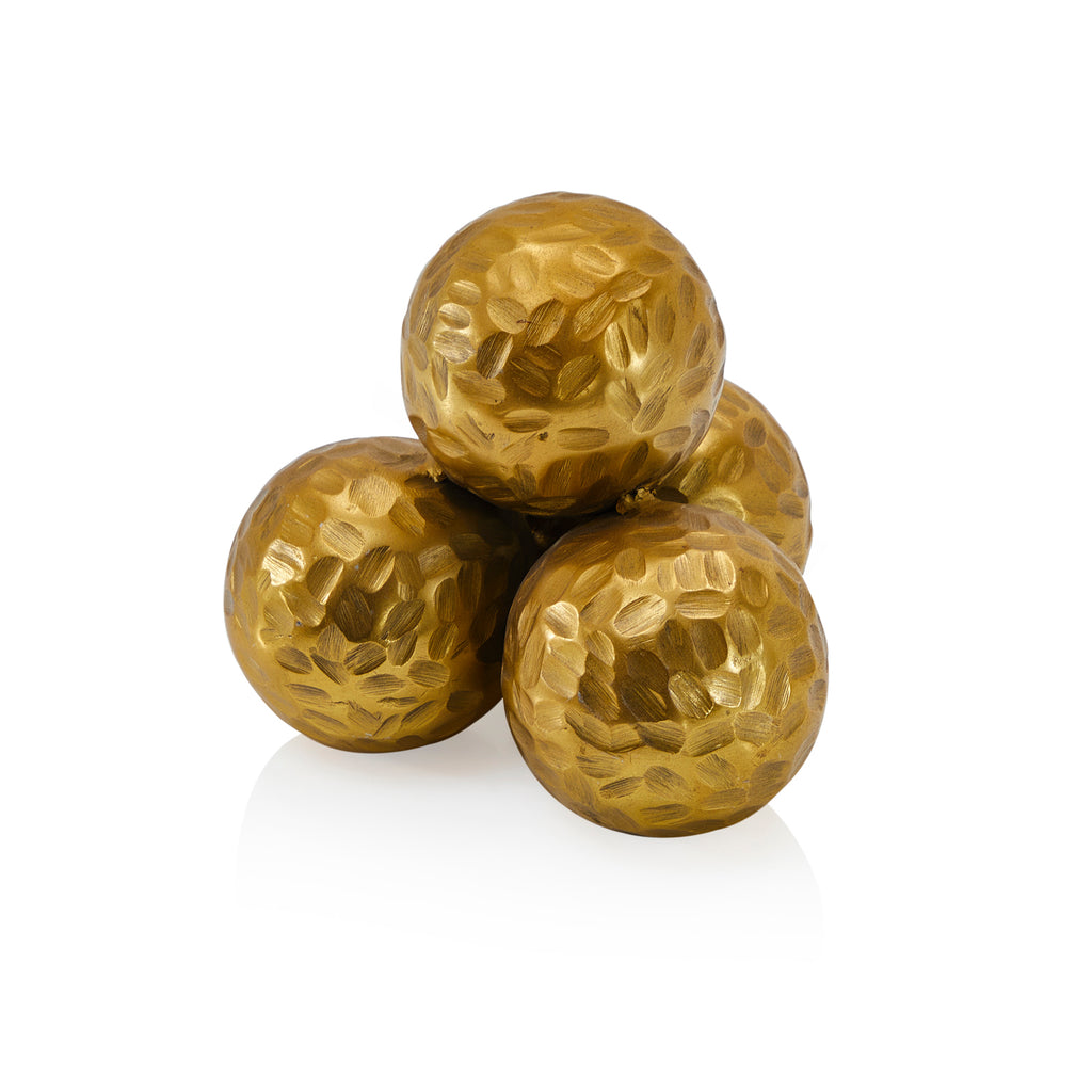 Gold Stack of Four Textured Spheres