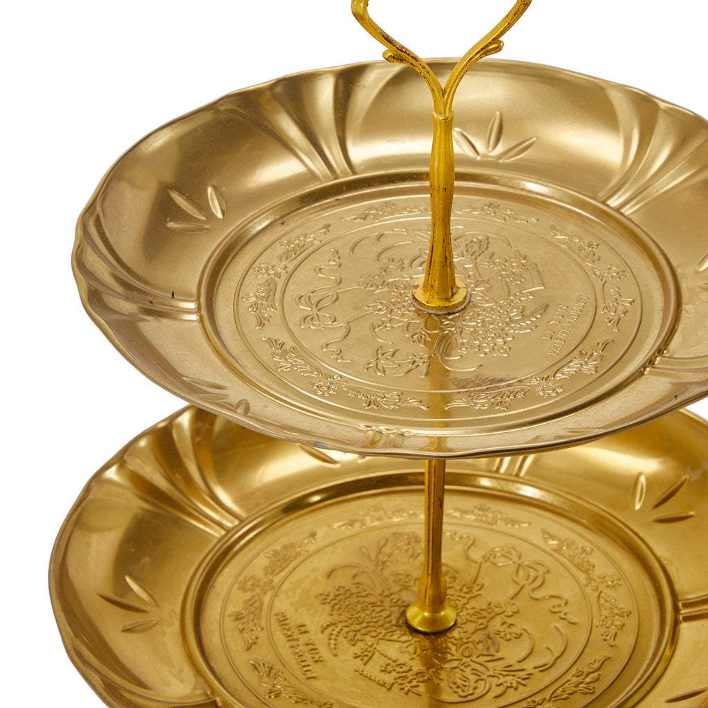 Gold Two-Tier Serving Tray