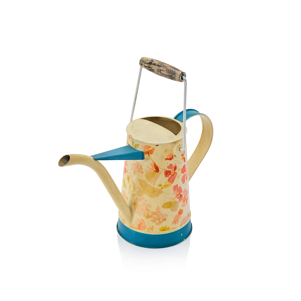 Beige and Blue Rustic Metal Watering Can (A+D)