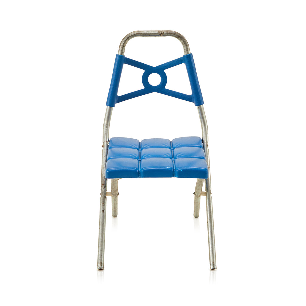 Blue & Aluminum Kids Size Folding Chair