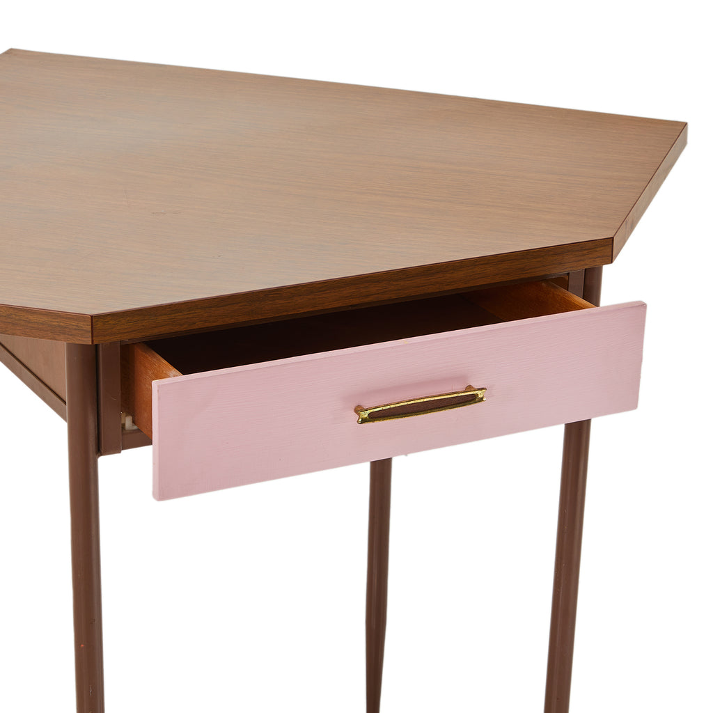 Wood Nightstand with Pink Drawer
