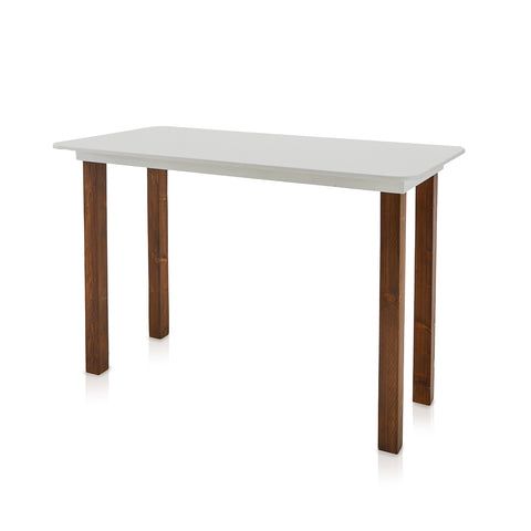 White Rectangular Table with Wood Feet