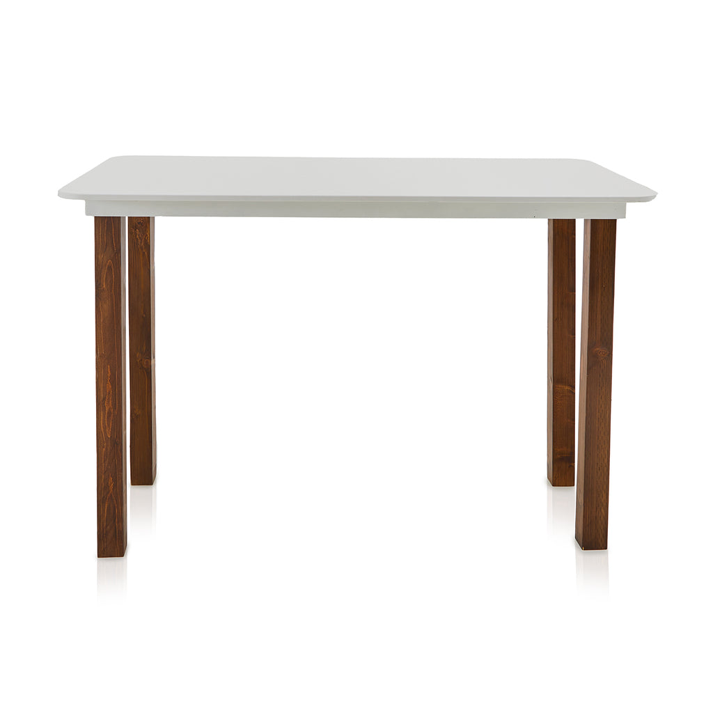 White Rectangular Table with Wood Feet