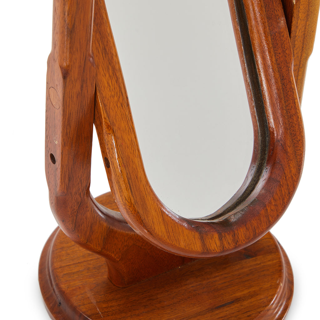 Wood Rotating Tabletop Mirror on Stand