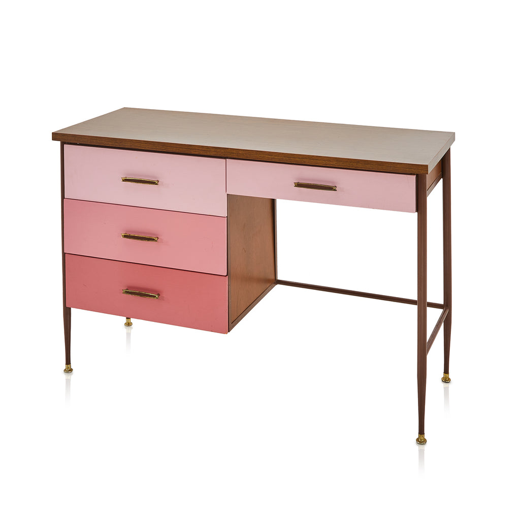 Pink & Wood Mid-century Modern Desk