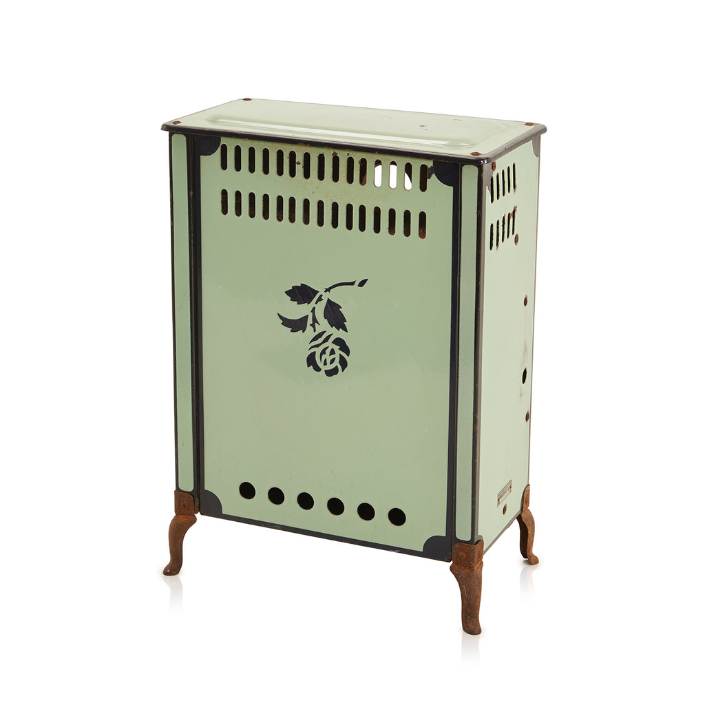 Large Mint Metal Heater with Rose Stencil
