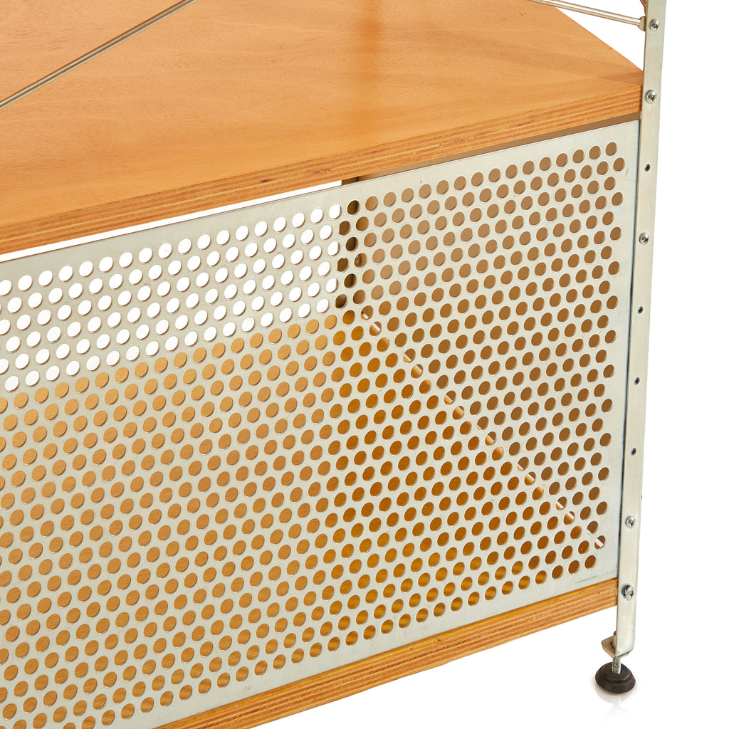 Wood and Aluminum Wire Rod Desk with Mesh Cubby
