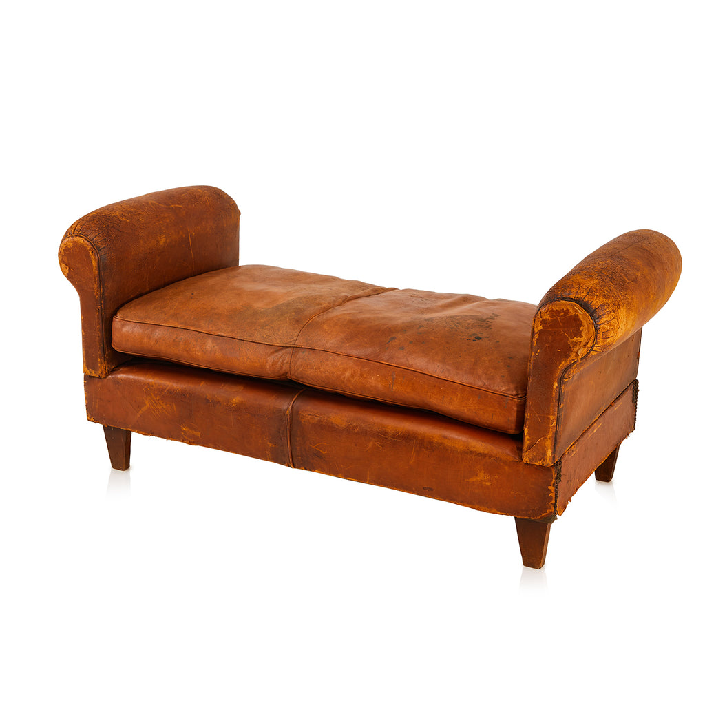 Brown Rustic Saddle Leather Bench