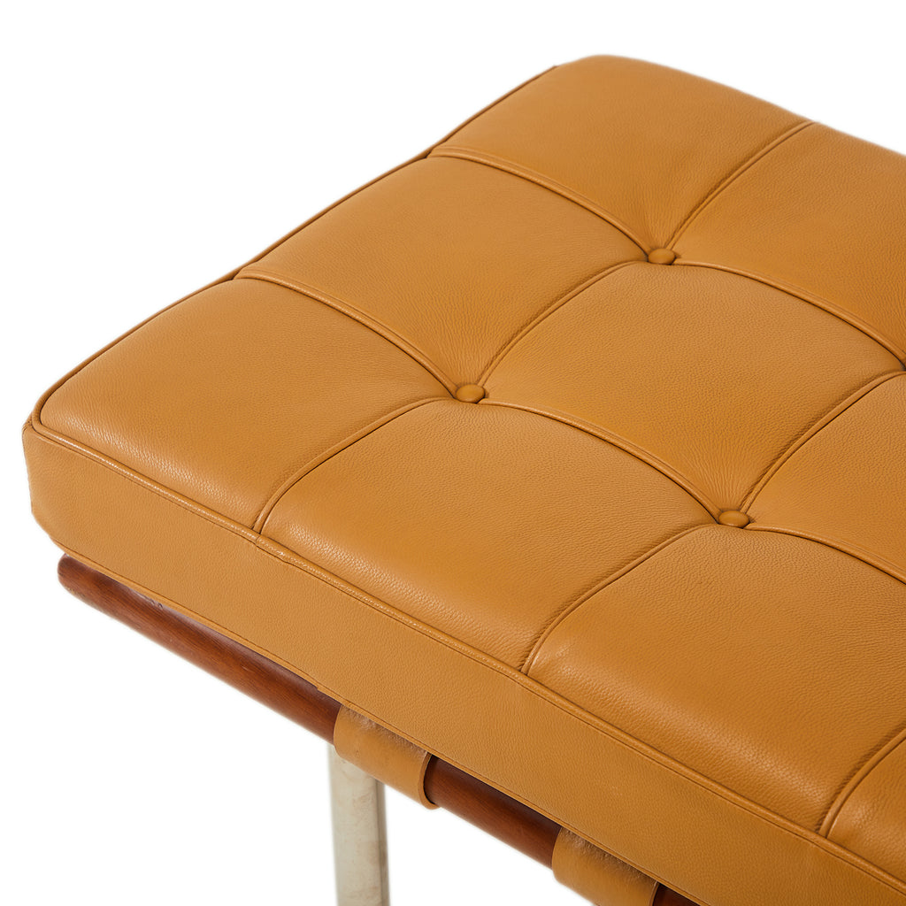 Small Tan Leather Barcelona Bench