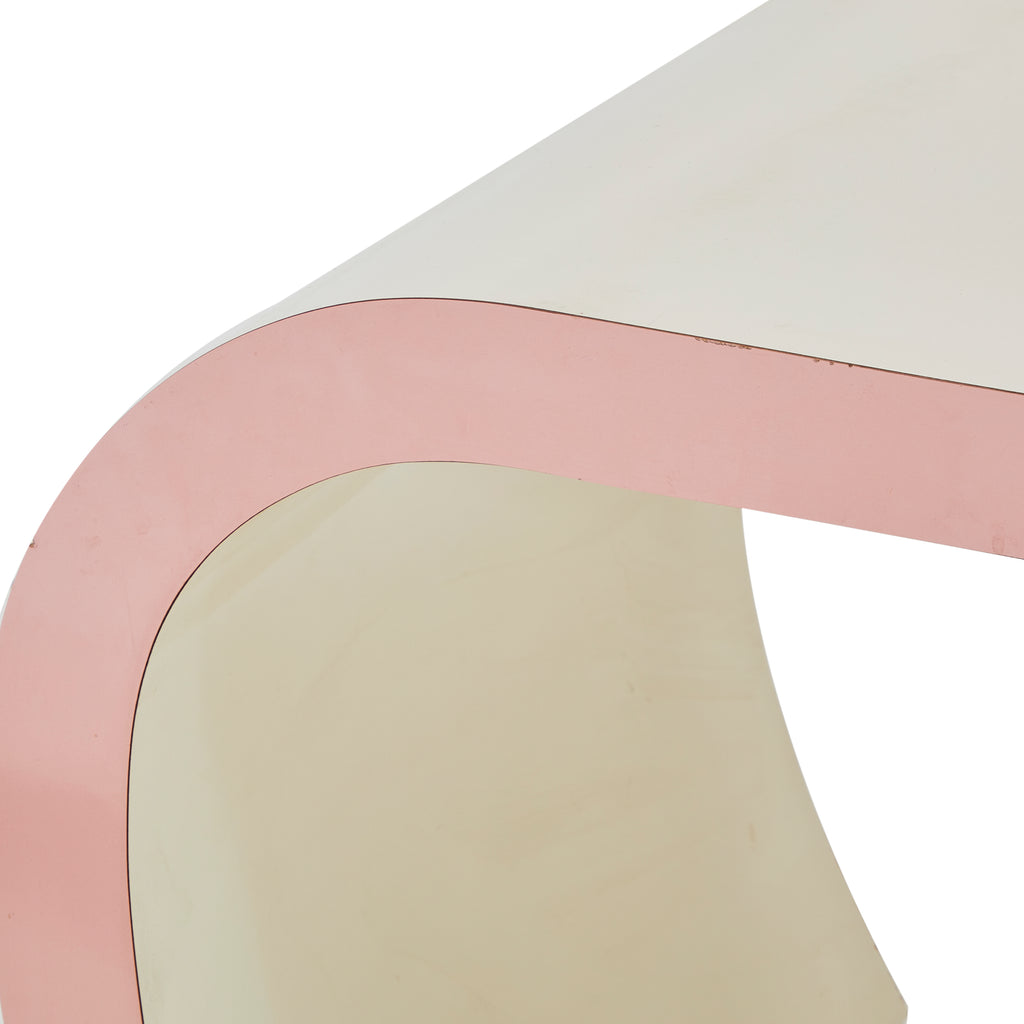 White & Pink Curved Side Table