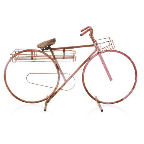 Decorative Pink Metal Bicycle Planter