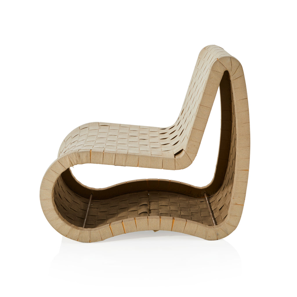 Modern Woven Tan Outdoor Armless Lounge Chair