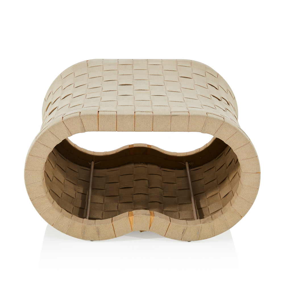 Tan Modern Woven Outdoor Ottoman