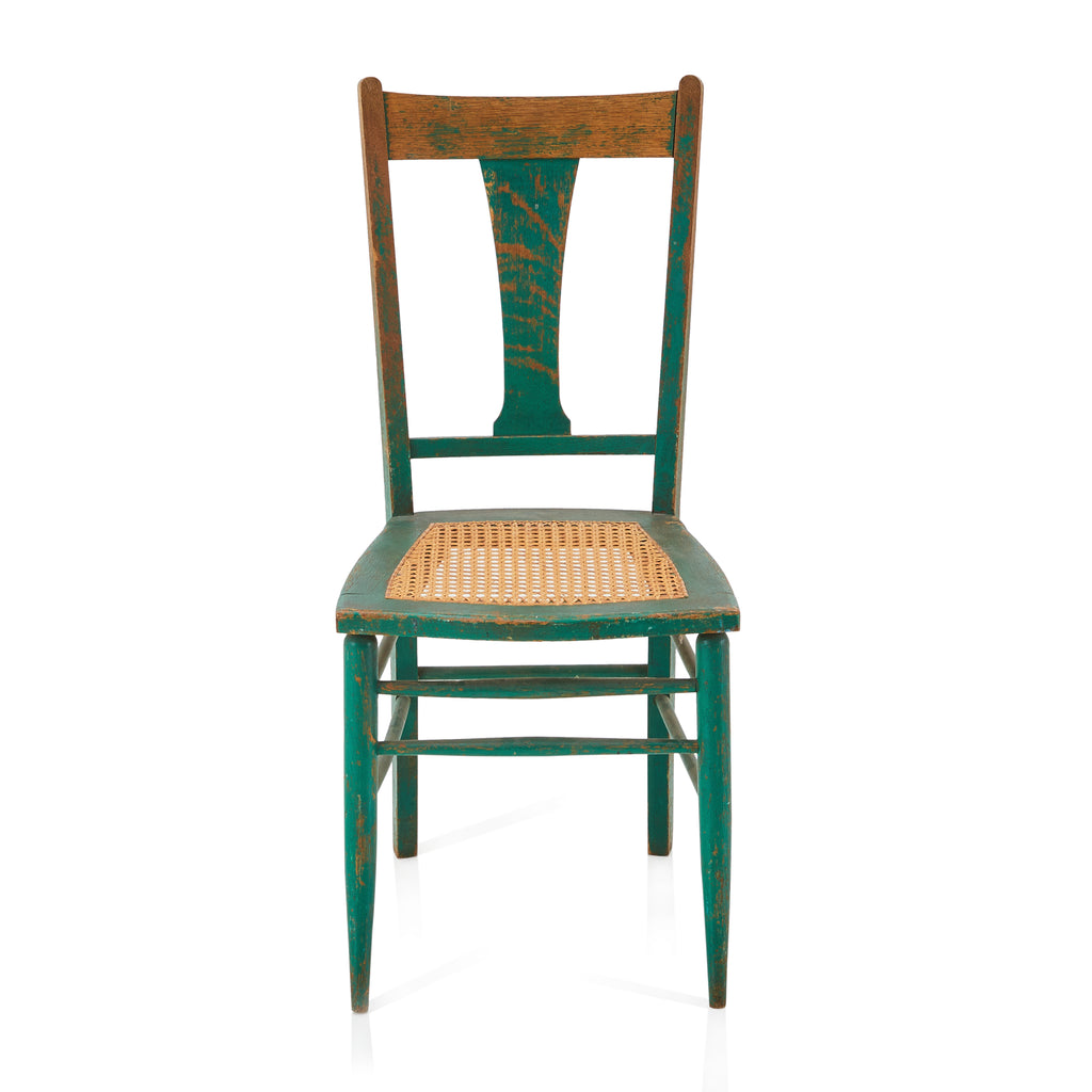 Green Wood & Cane Rustic Side Chair
