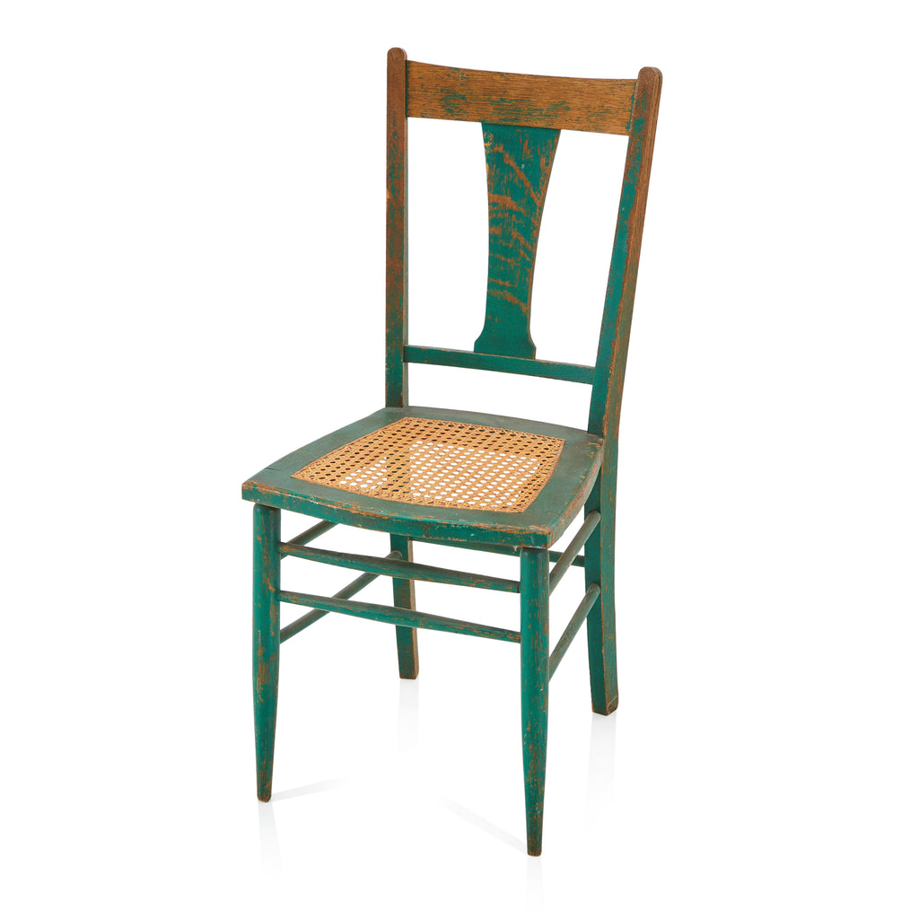 Green Wood & Cane Rustic Side Chair