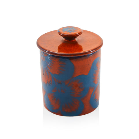 Orange & Blue Ceramic Floral Jar (A+D)
